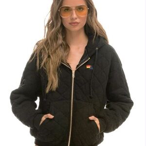 Aviator Nation Quilted Zip Hoodie S